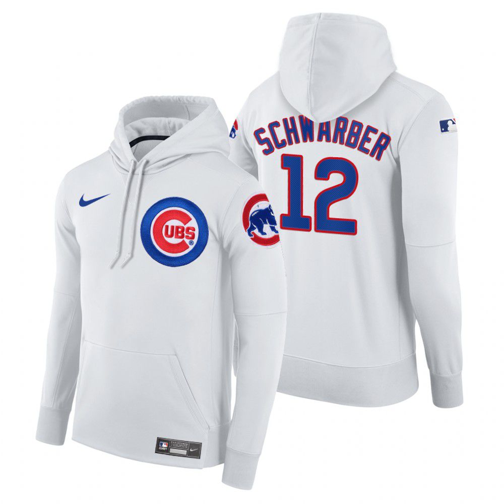 Men Chicago Cubs #12 Schwarber white home hoodie 2021 MLB Nike Jerseys